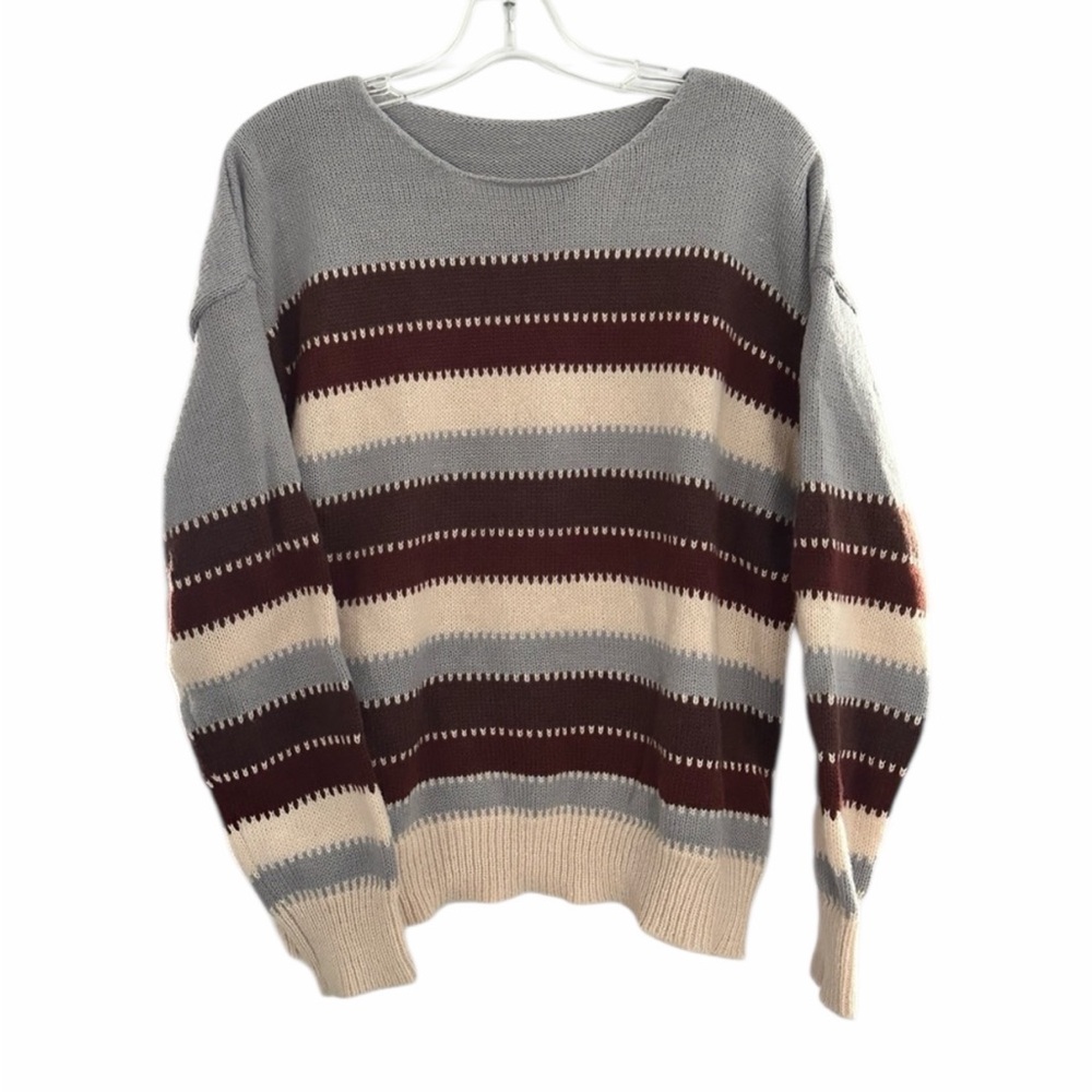 Women’s Round Neck Stripped Sweater - Size Large - New Without Tags